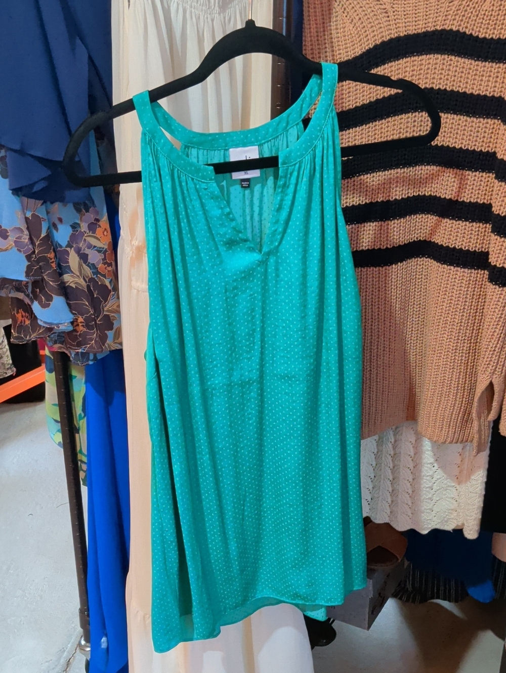 CAbi Teal Sleeveless Halter Tank